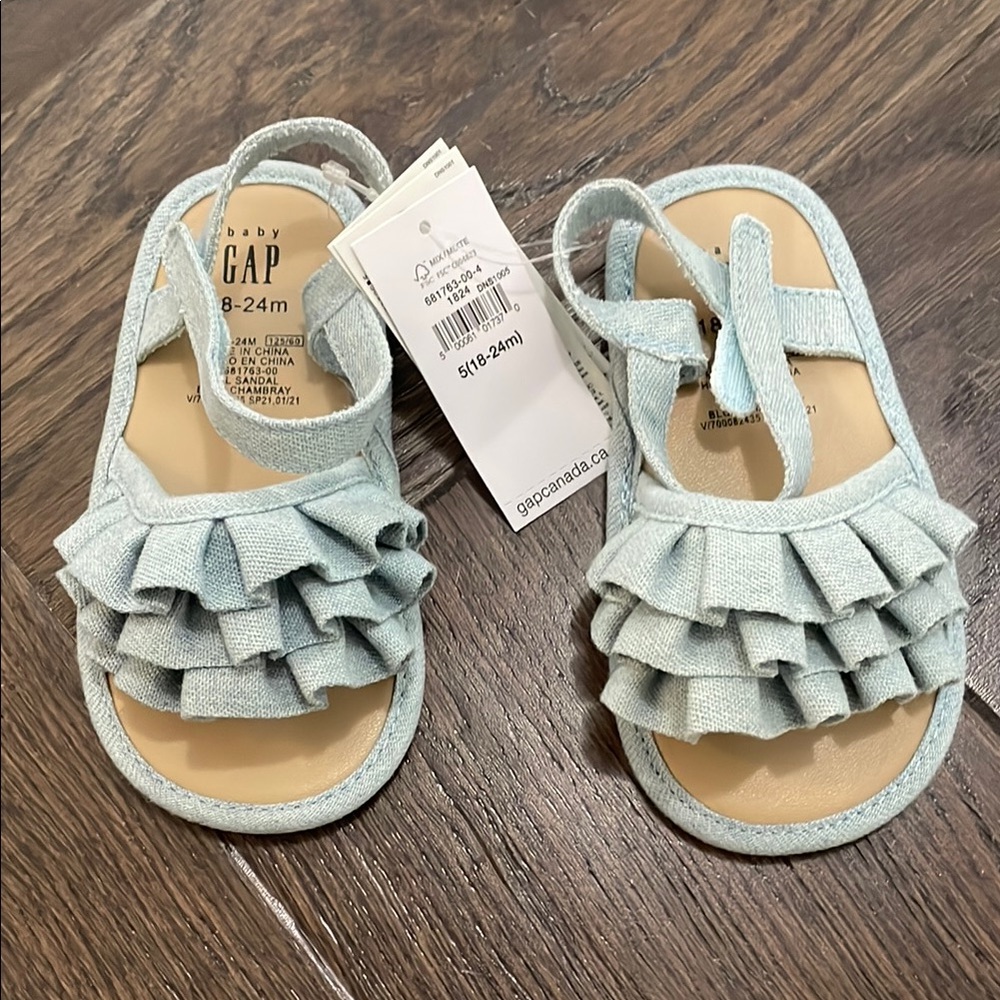 GAP Blue Ruffle Sandals with Slingback Strap